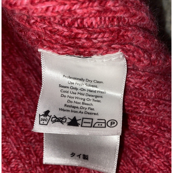 Eddie Bauer Vintage Women Large Pink Salmon Cable Knit Sweater Fisherman - Picture 6 of 6